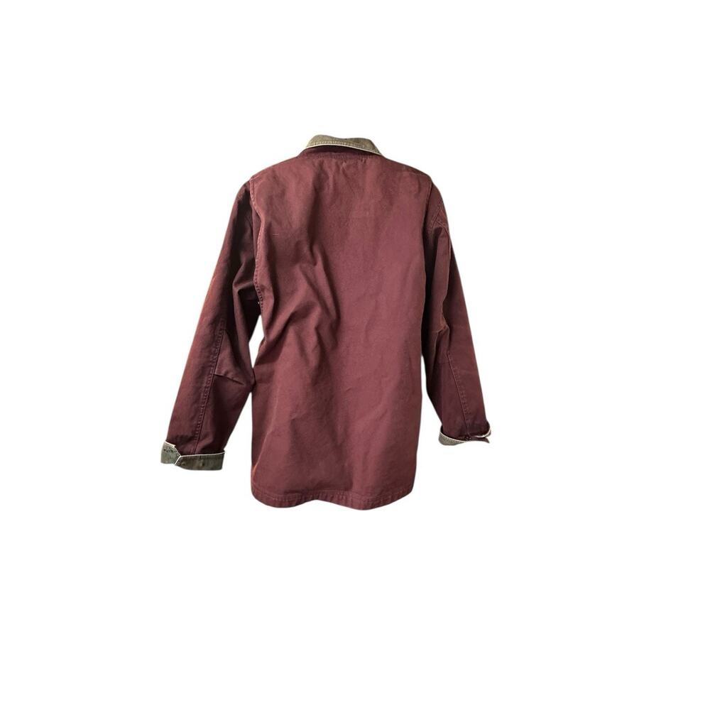 L.L. Bean Women’s Barn Coat Jacket L Canvas Chore Rust Red Corduroy Collar - Picture 2 of 16